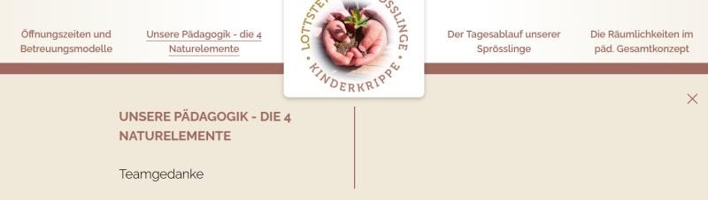 geöffnetes Untermenü zum Bereich "Unsere Pädagogik"